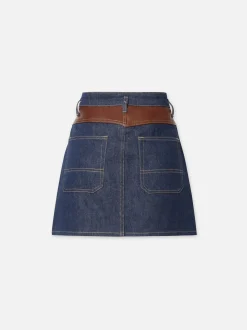 FRAME Atelier Denim And Leather Skirt in<Women Skirts & Shorts