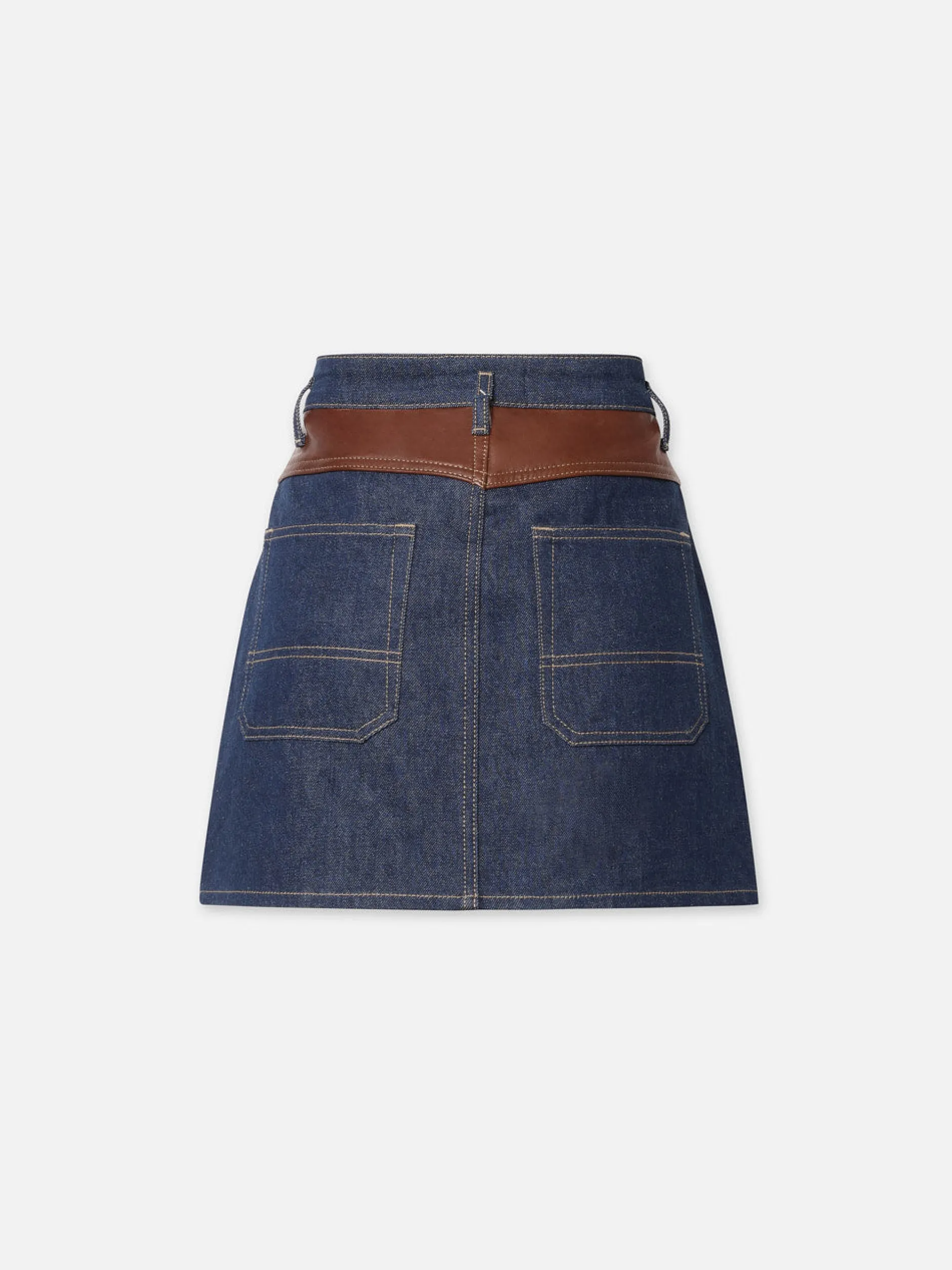FRAME Atelier Denim And Leather Skirt in<Women Skirts & Shorts
