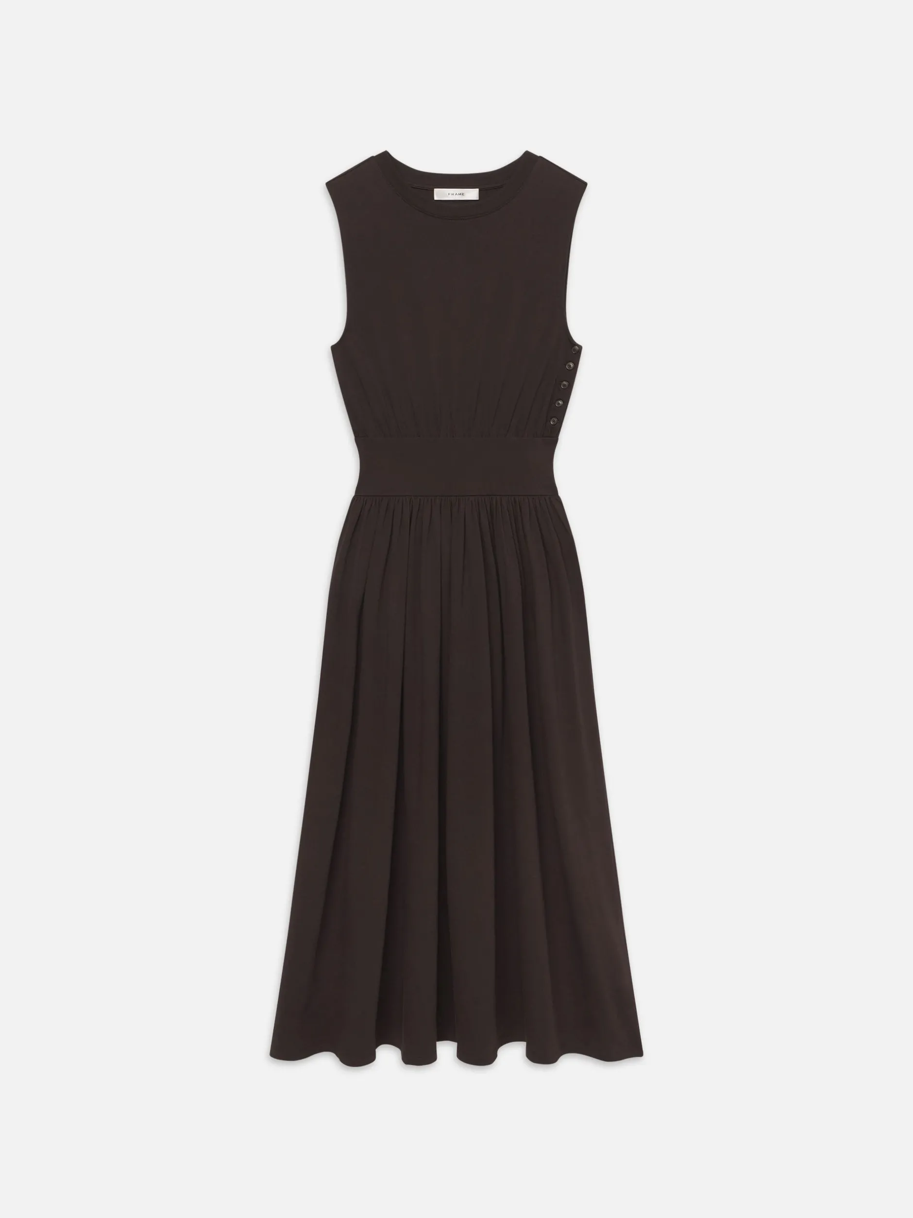 FRAME Banded Jersey Button Dress in Chocolate Brown<Women Dresses & Jumpsuits