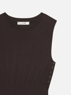 FRAME Banded Jersey Button Dress in Chocolate Brown<Women Dresses & Jumpsuits
