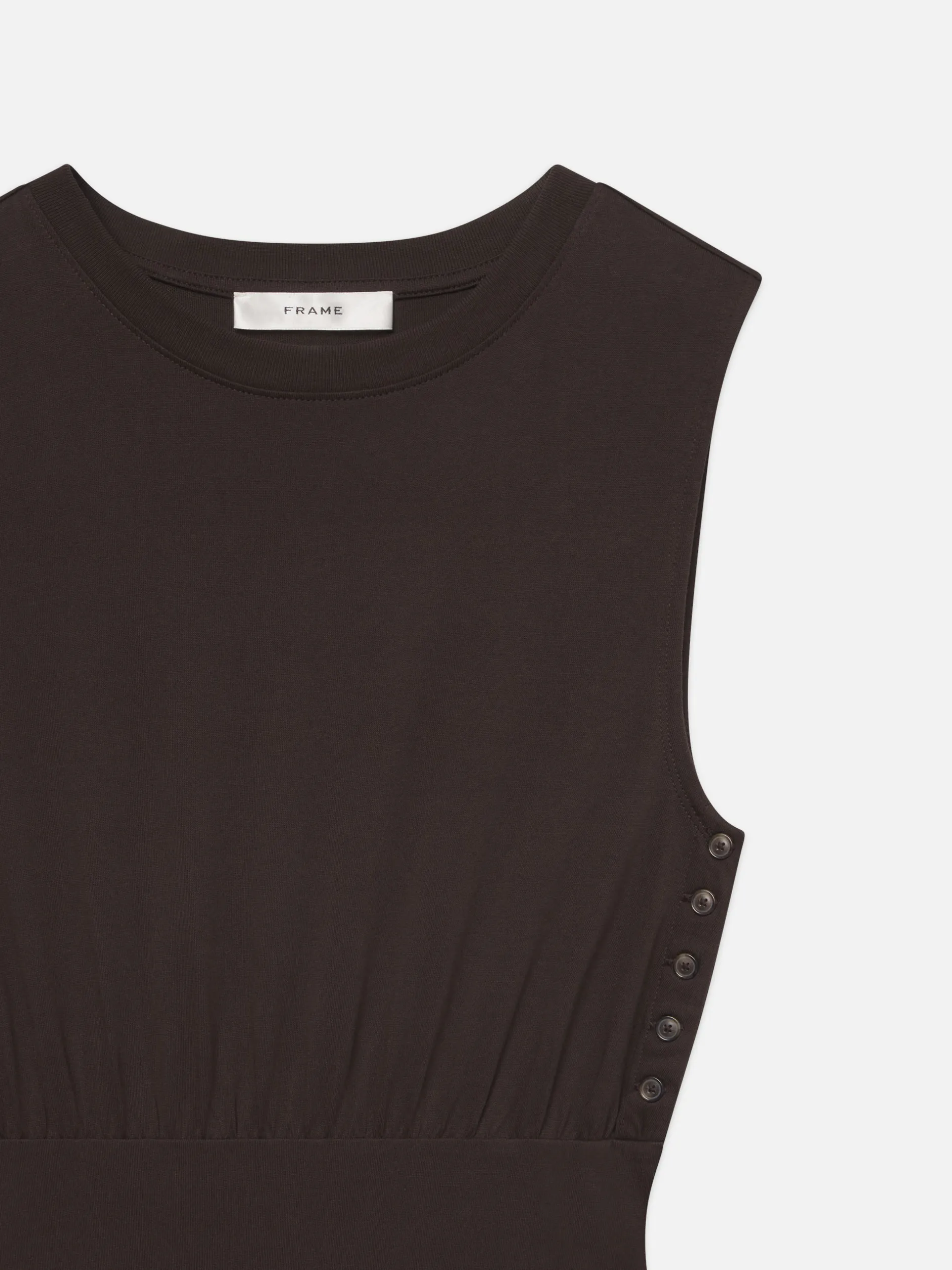 FRAME Banded Jersey Button Dress in Chocolate Brown<Women Dresses & Jumpsuits