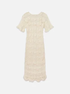 FRAME Beaded Crochet Dress in Off White<Women Dresses & Jumpsuits