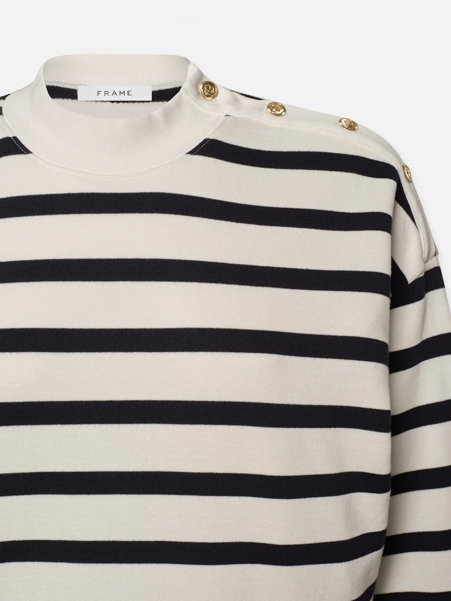FRAME Button Detail Sweatshirt in Navy Multi<Women Sweaters