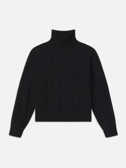 FRAME Cable Knit Turtleneck in<Women Sweaters