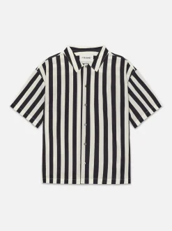 FRAME Camp Collar Shirt in Navy Stripe< Shirts