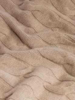 FRAME Cashmere Cable Crewneck in Light Brown< Sweaters & Hoodies
