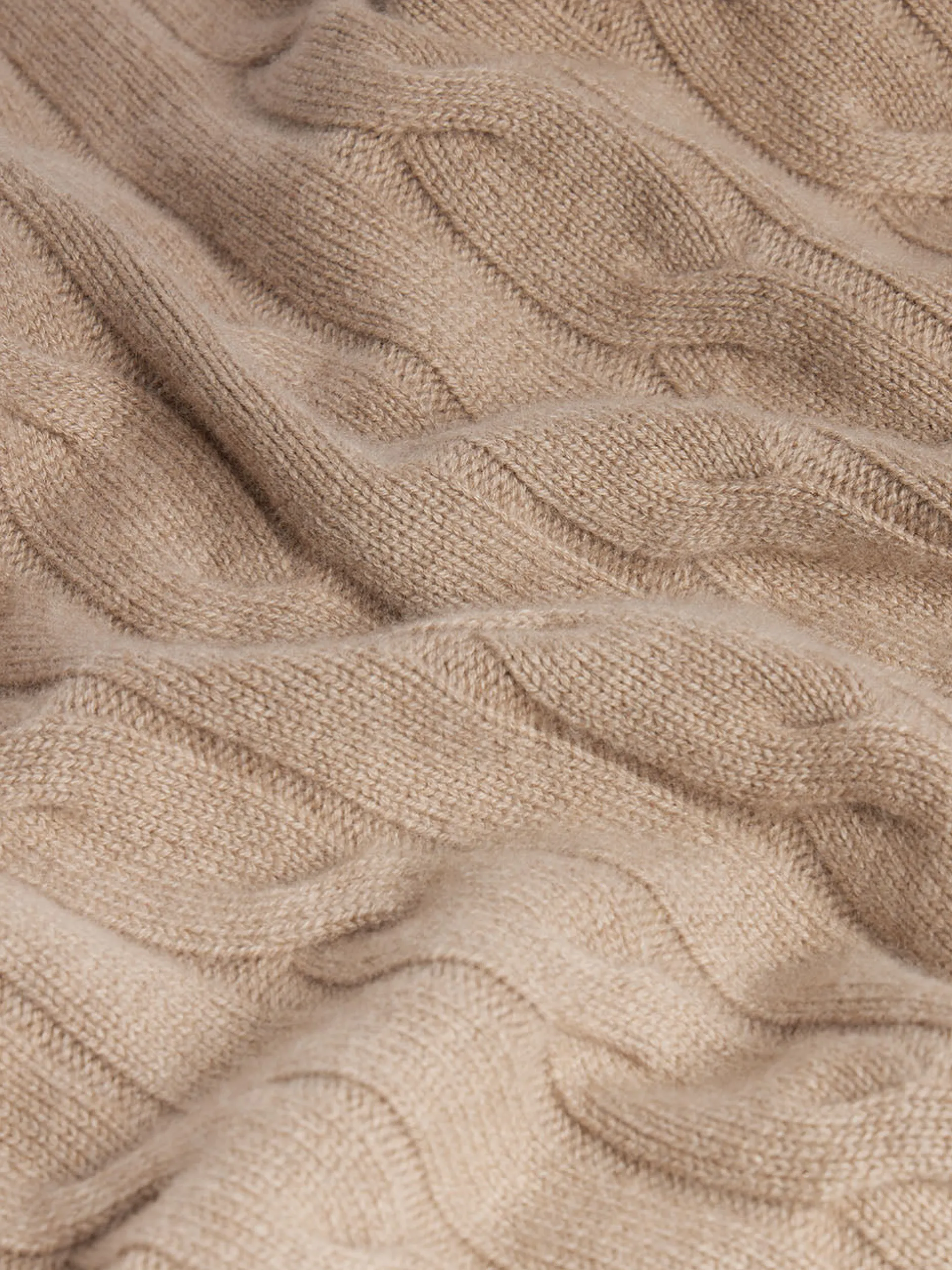 FRAME Cashmere Cable Crewneck in Light Brown< Sweaters & Hoodies