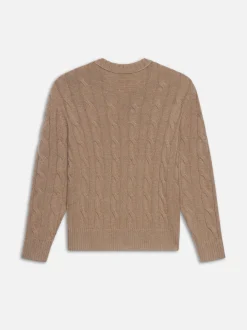 FRAME Cashmere Cable Crewneck in Light Brown< Sweaters & Hoodies
