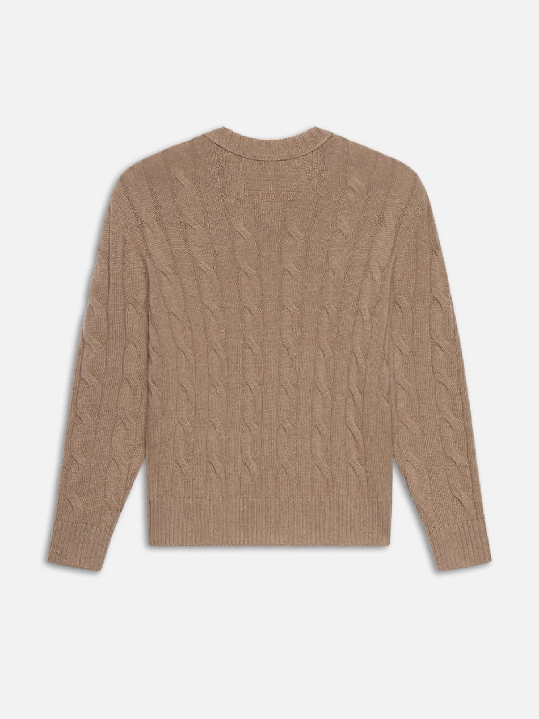 FRAME Cashmere Cable Crewneck in Light Brown< Sweaters & Hoodies