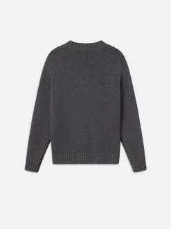 FRAME Chunky V-Neck Sweater in Charcoal Heather<Women Sweaters
