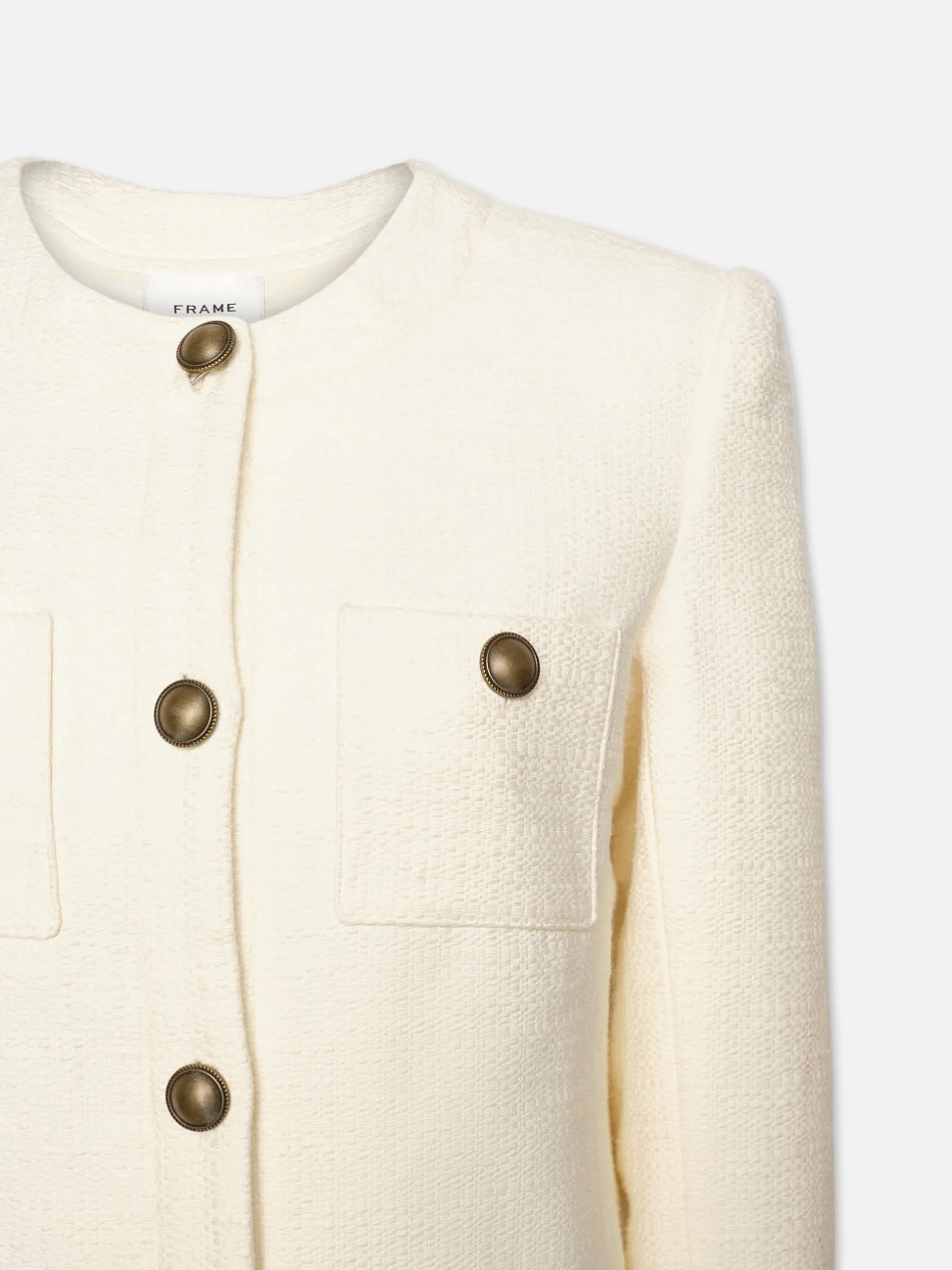 FRAME Collarless Button Front Jacket in<Women Jackets & Coats