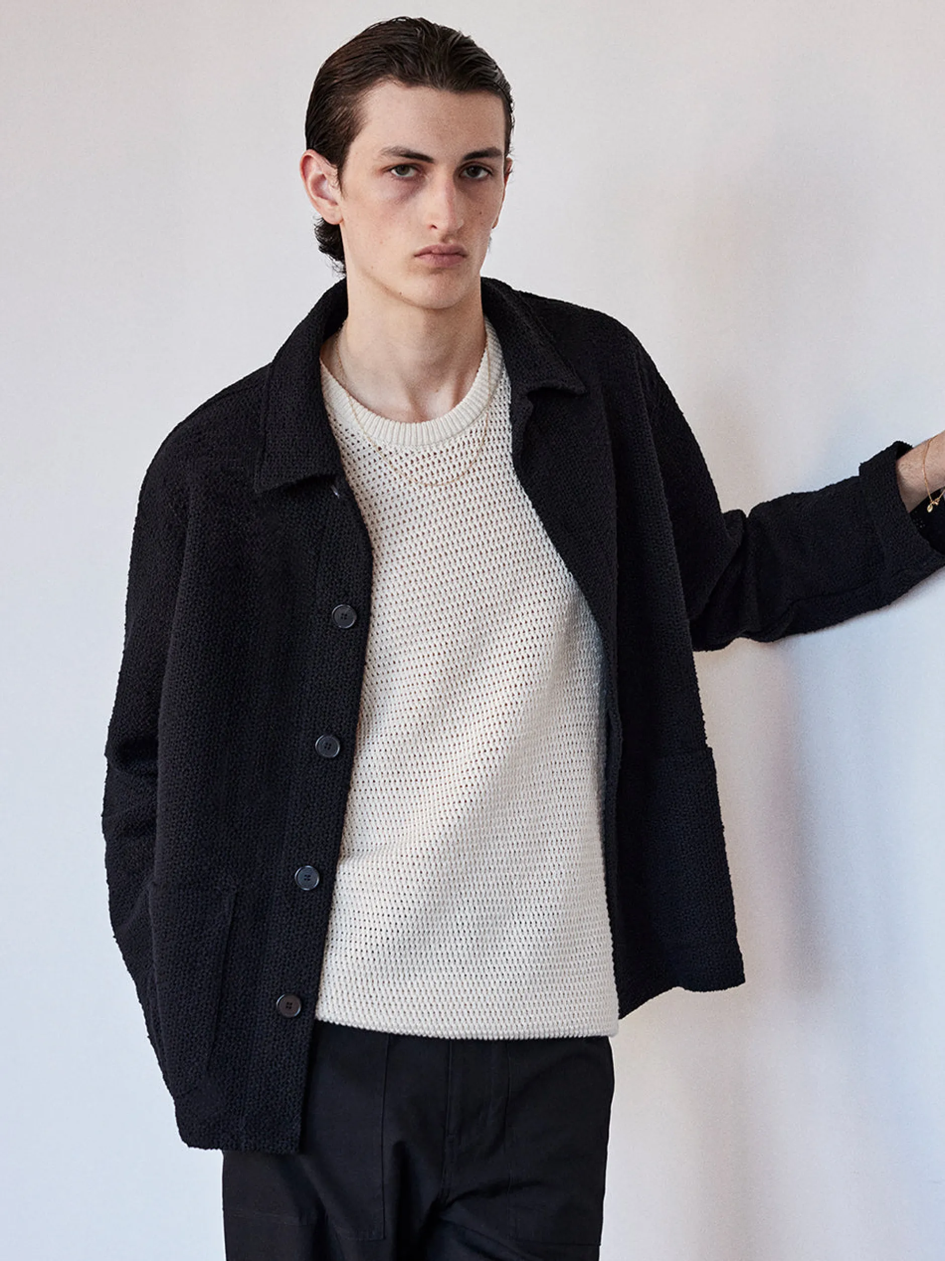 FRAME Crochet Jacket in Ash Black< Jackets & Coats