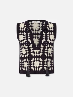 FRAME Crochet Tassel Popover in Navy Multi<Women Tops & Blouses
