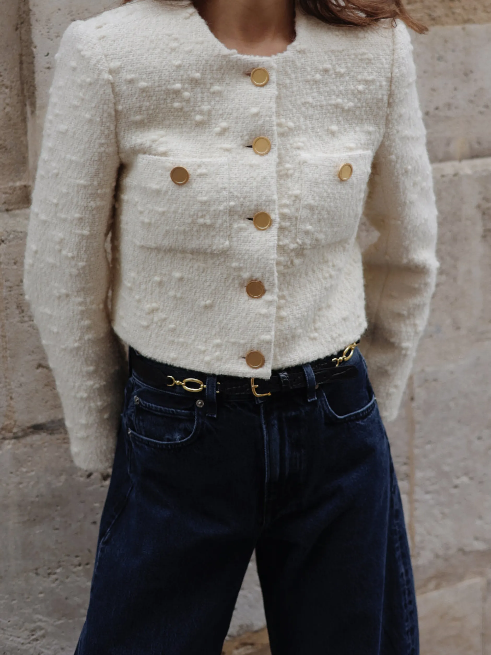 FRAME Cropped Button Front Jacket in<Women Jackets & Coats