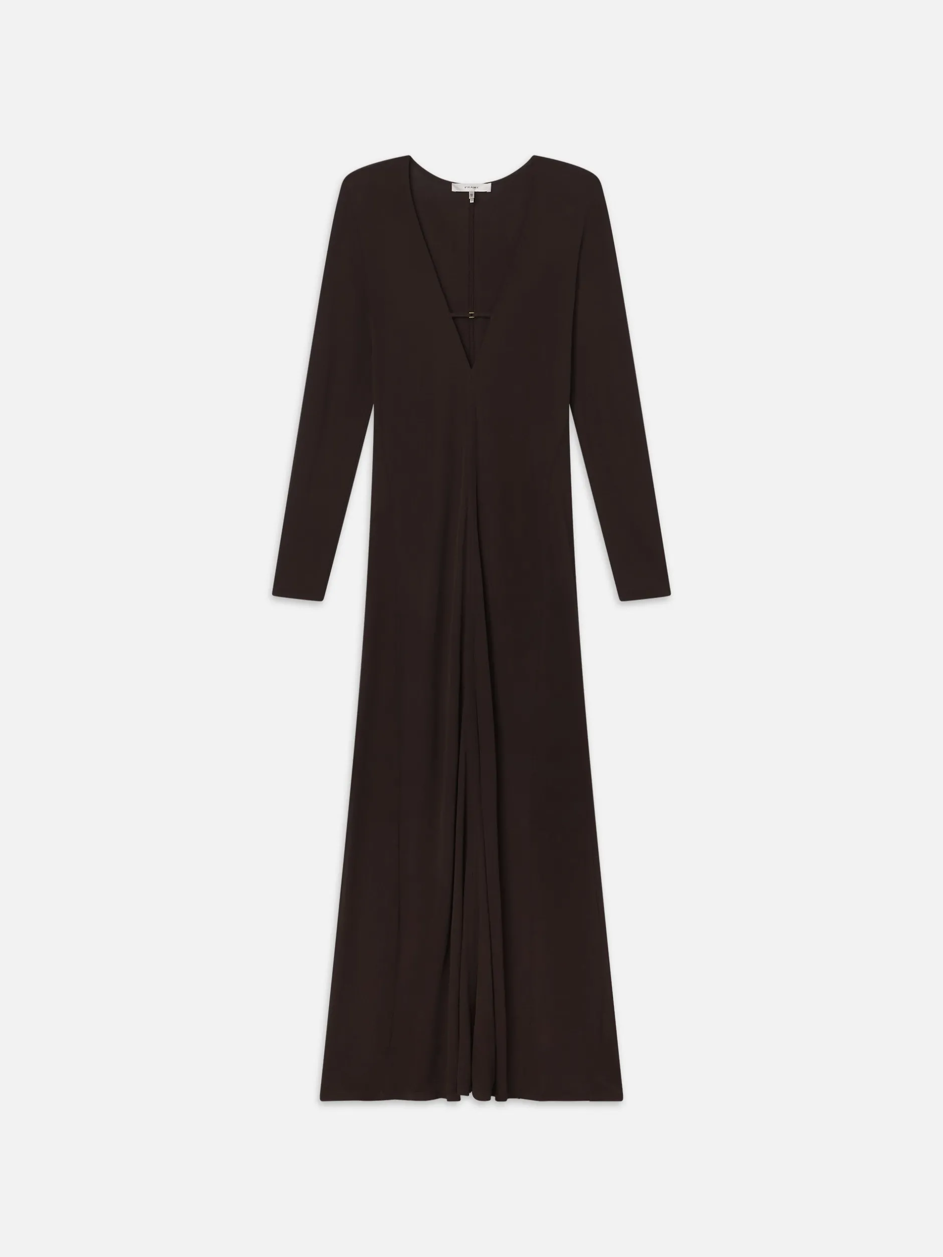 FRAME Deep V Jersey Dress in Chocolate Brown<Women Dresses & Jumpsuits