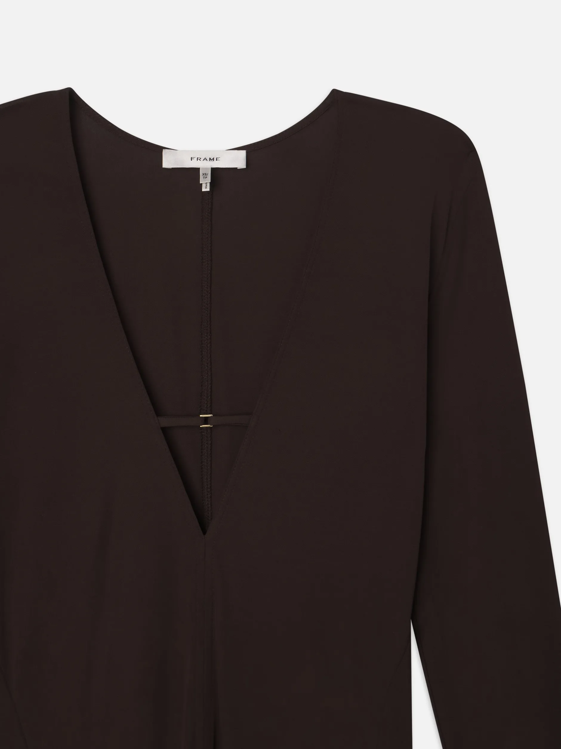 FRAME Deep V Jersey Dress in Chocolate Brown<Women Dresses & Jumpsuits