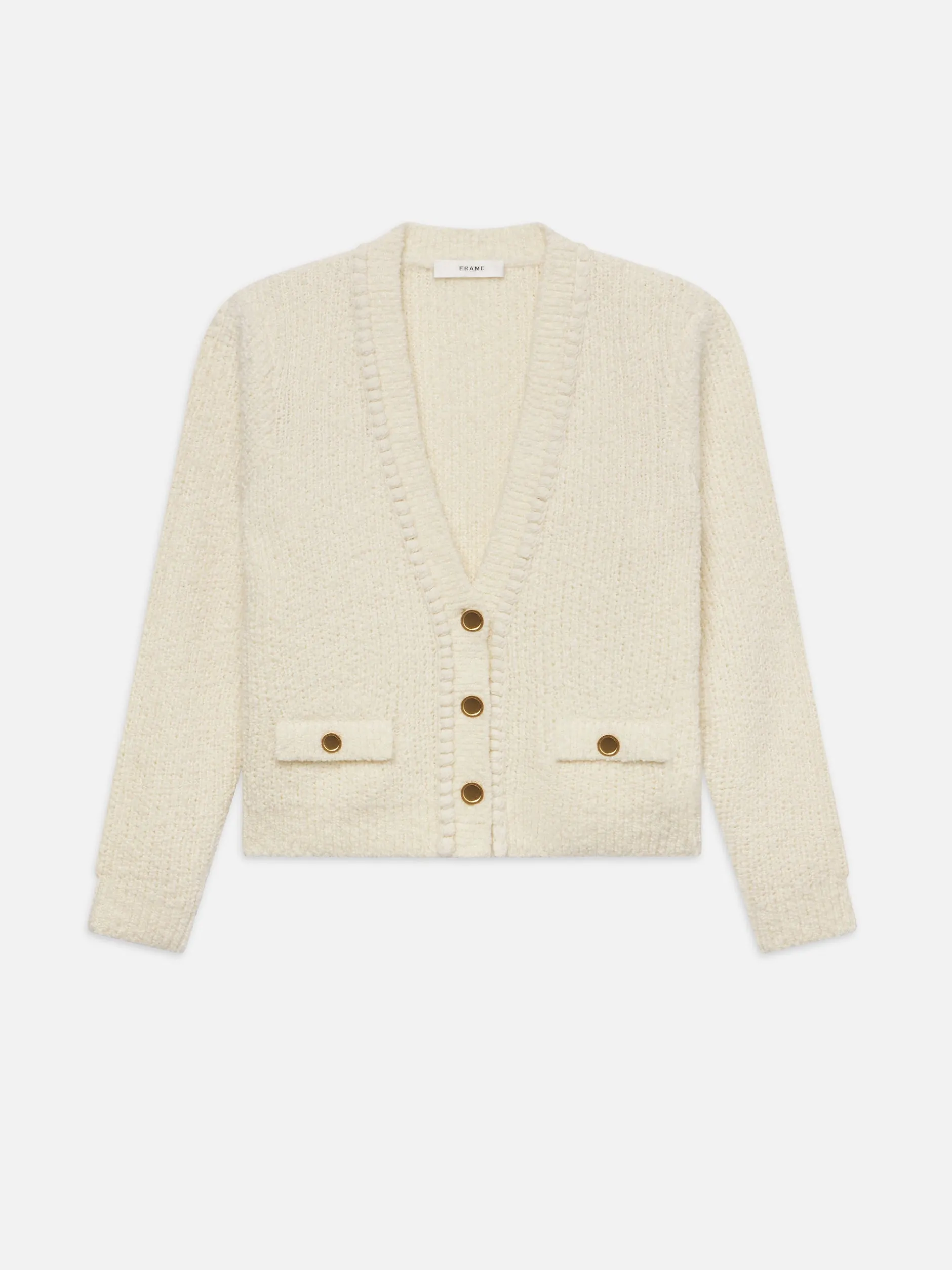 FRAME Double Pocket Cropped Cardi in<Women Sweaters