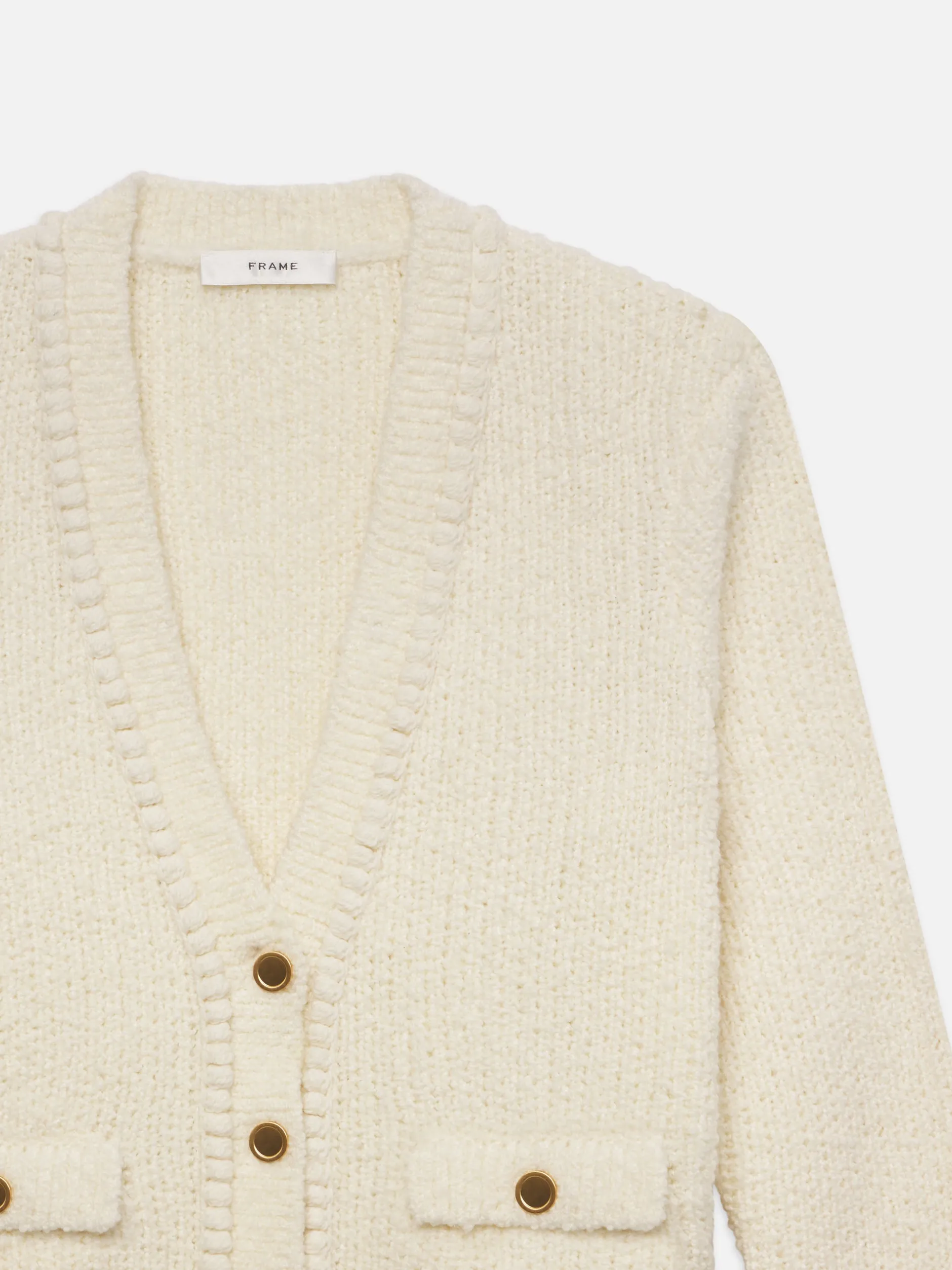 FRAME Double Pocket Cropped Cardi in<Women Sweaters