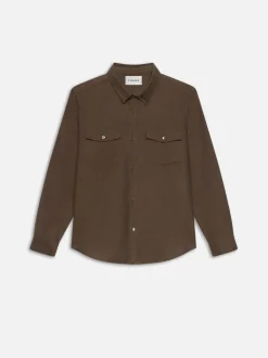 FRAME Double Pocket Wool Blend Shirt in Soft Mocha< Shirts