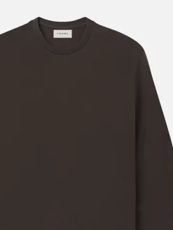 FRAME Duo Fold Long Sleeve Crew in Dark Taupe< Tees & Polos