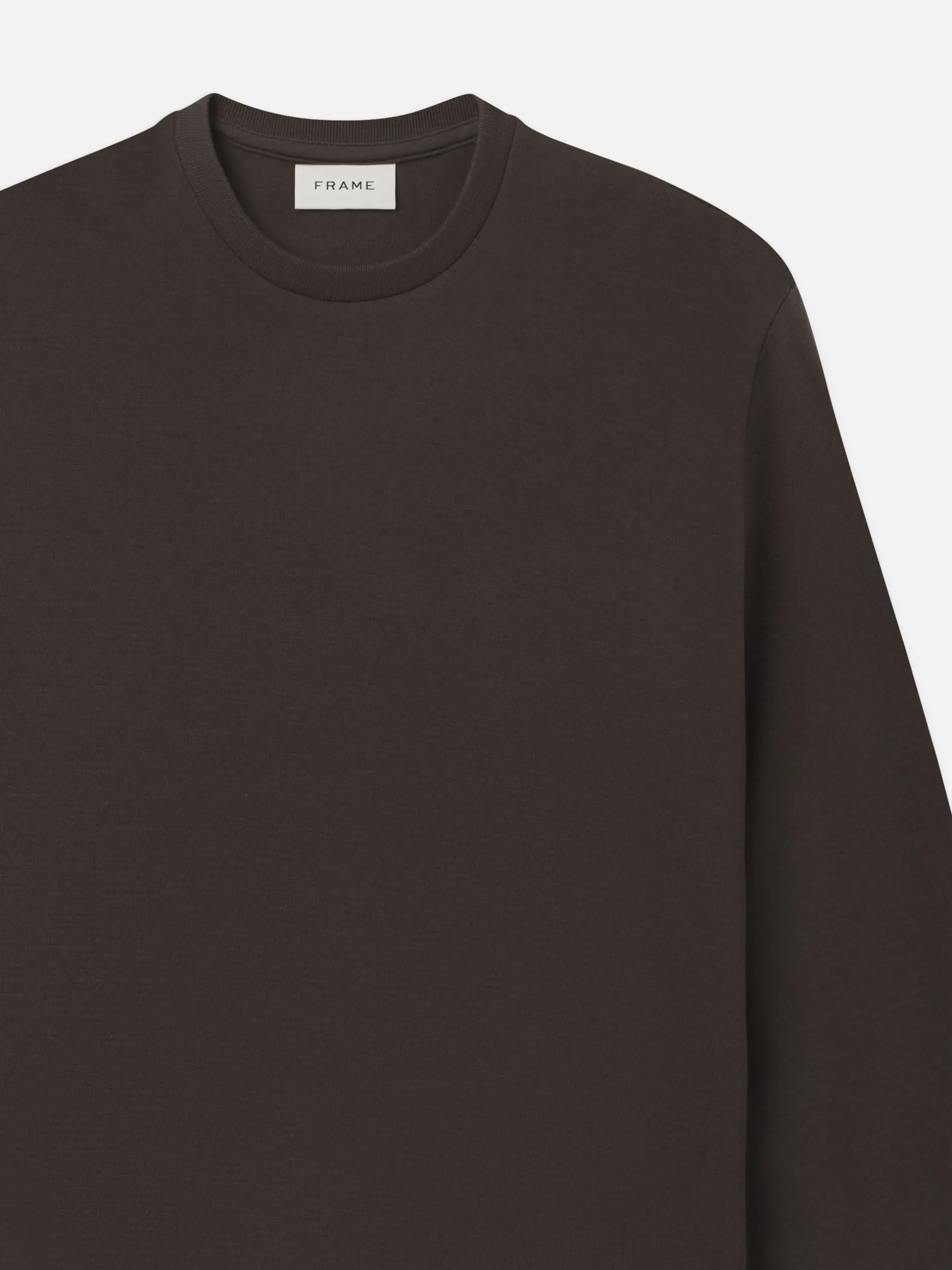 FRAME Duo Fold Long Sleeve Crew in Dark Taupe< Tees & Polos