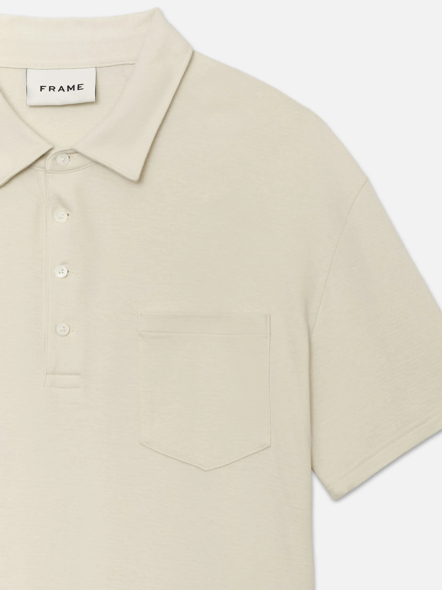 FRAME Duo Fold Polo in White Canvas< Tees & Polos