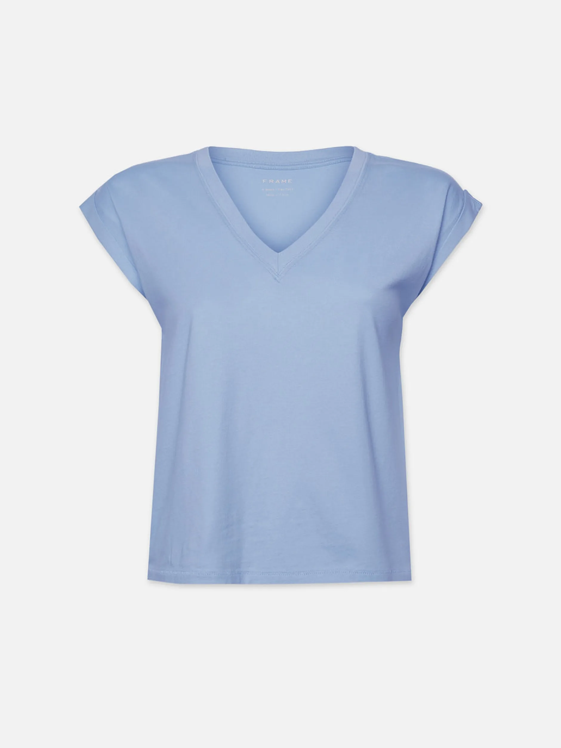 FRAME Easy V-Neck Tee in Light Blue<Women Tanks & Tees