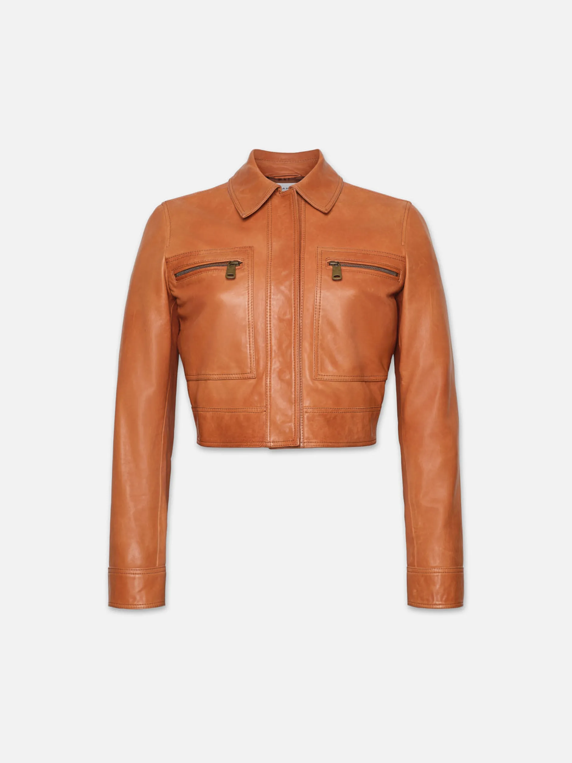 FRAME Fitted Leather Moto Jacket in Light Whiskey<Women Leather & Suede|Jackets & Coats