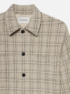 FRAME Flannel Overshirt Jacket in Off White Plaid< Jackets & Coats