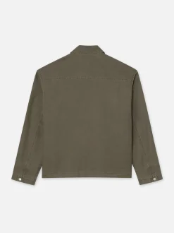 FRAME Garment Washed Trucker in Olive Green< Jackets & Coats