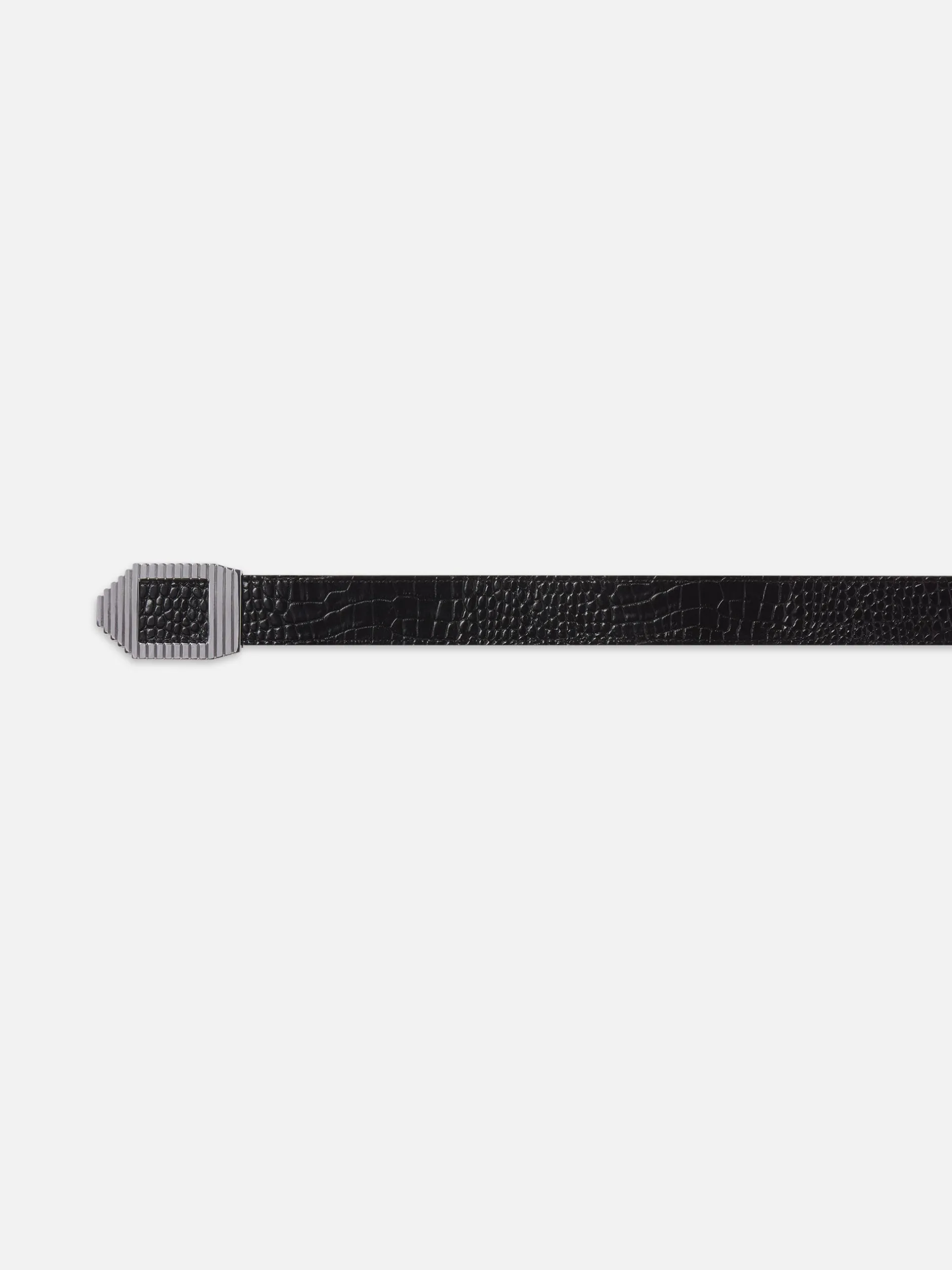 FRAME Geometric Buckle Belt in Black Croc<Women Belts|All Accessories & Shoes