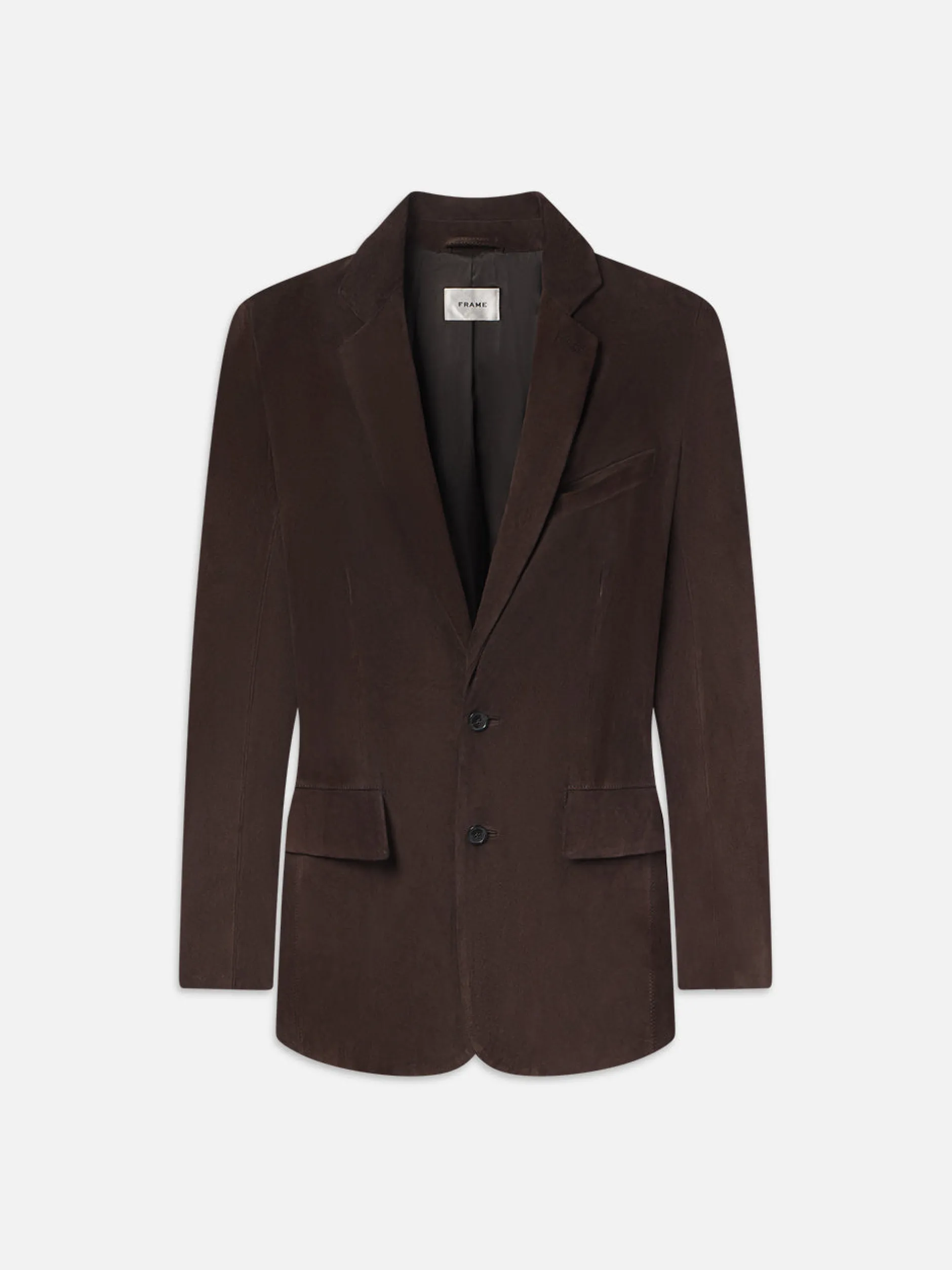 FRAME Grandfather Suede Blazer in Chocolate Brown<Women Leather & Suede|Jackets & Coats