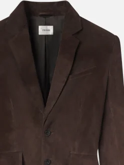 FRAME Grandfather Suede Blazer in Chocolate Brown<Women Leather & Suede|Jackets & Coats