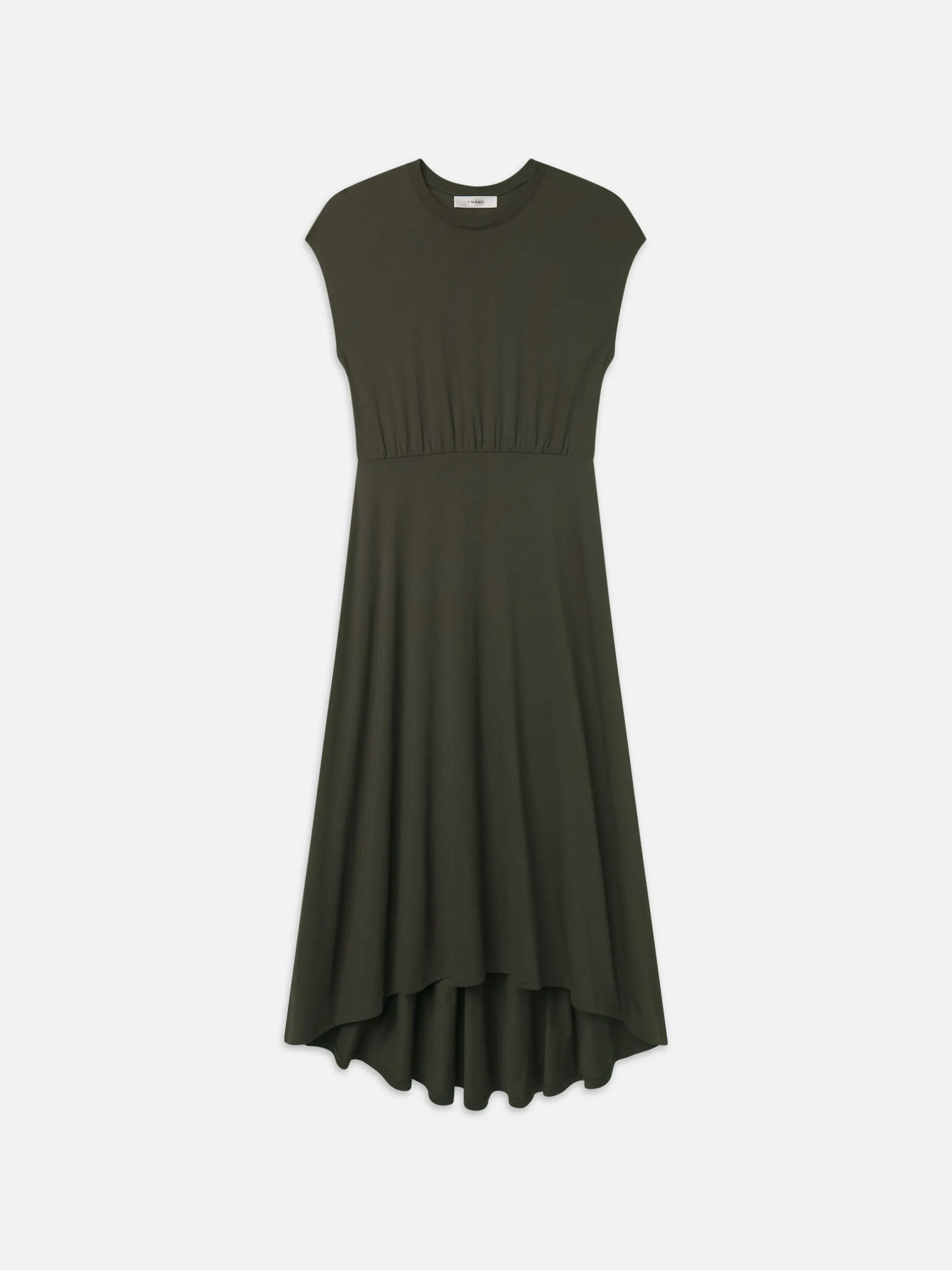 FRAME Handkerchief Hem Jersey Dress in Rich Military<Women Dresses & Jumpsuits