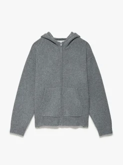 FRAME Heavyweight Cashmere Full Zip Hoodie in Warm Grey< Sweaters & Hoodies