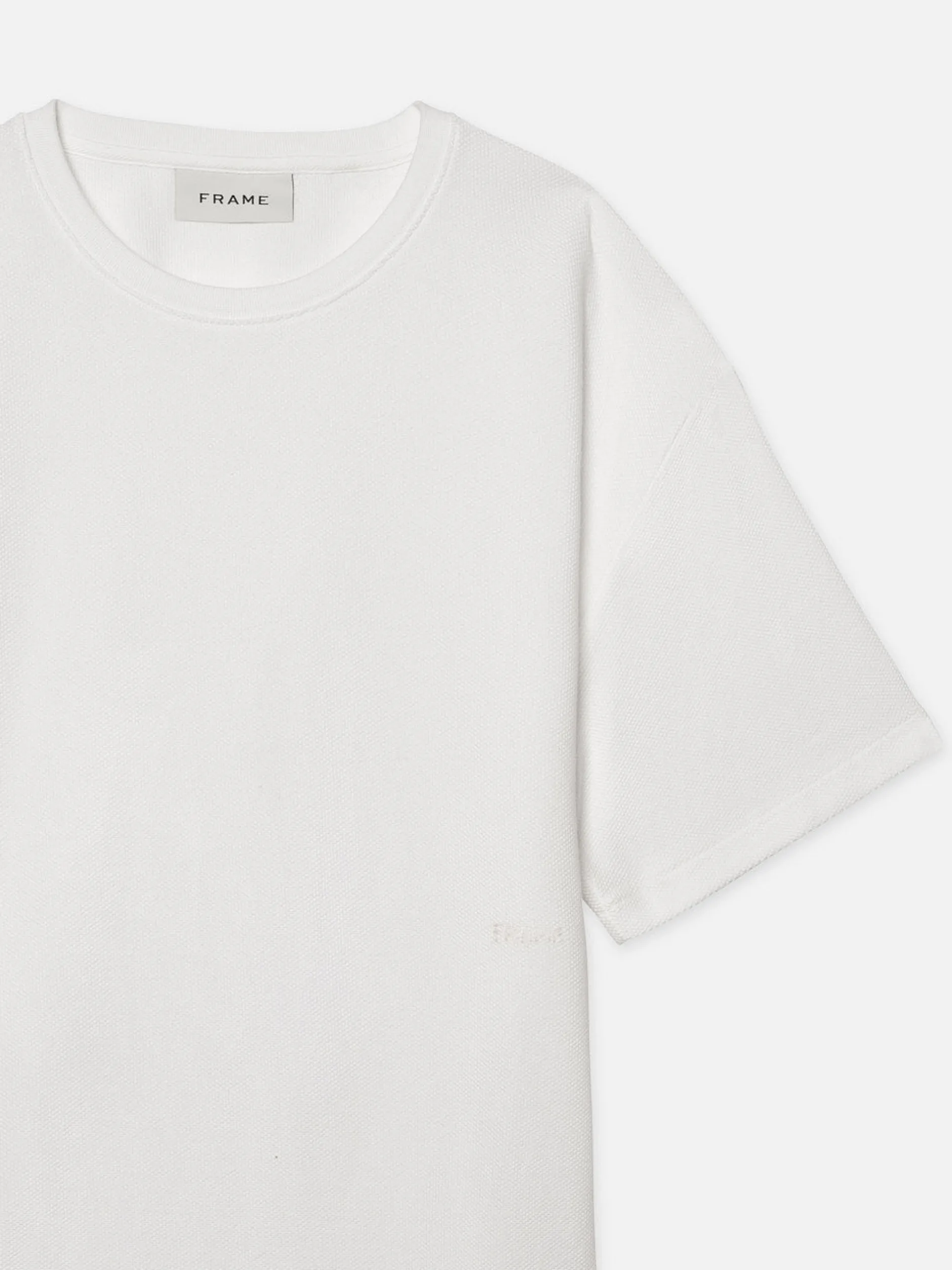FRAME Jacquard Relaxed Tee in Off White< Tees & Polos