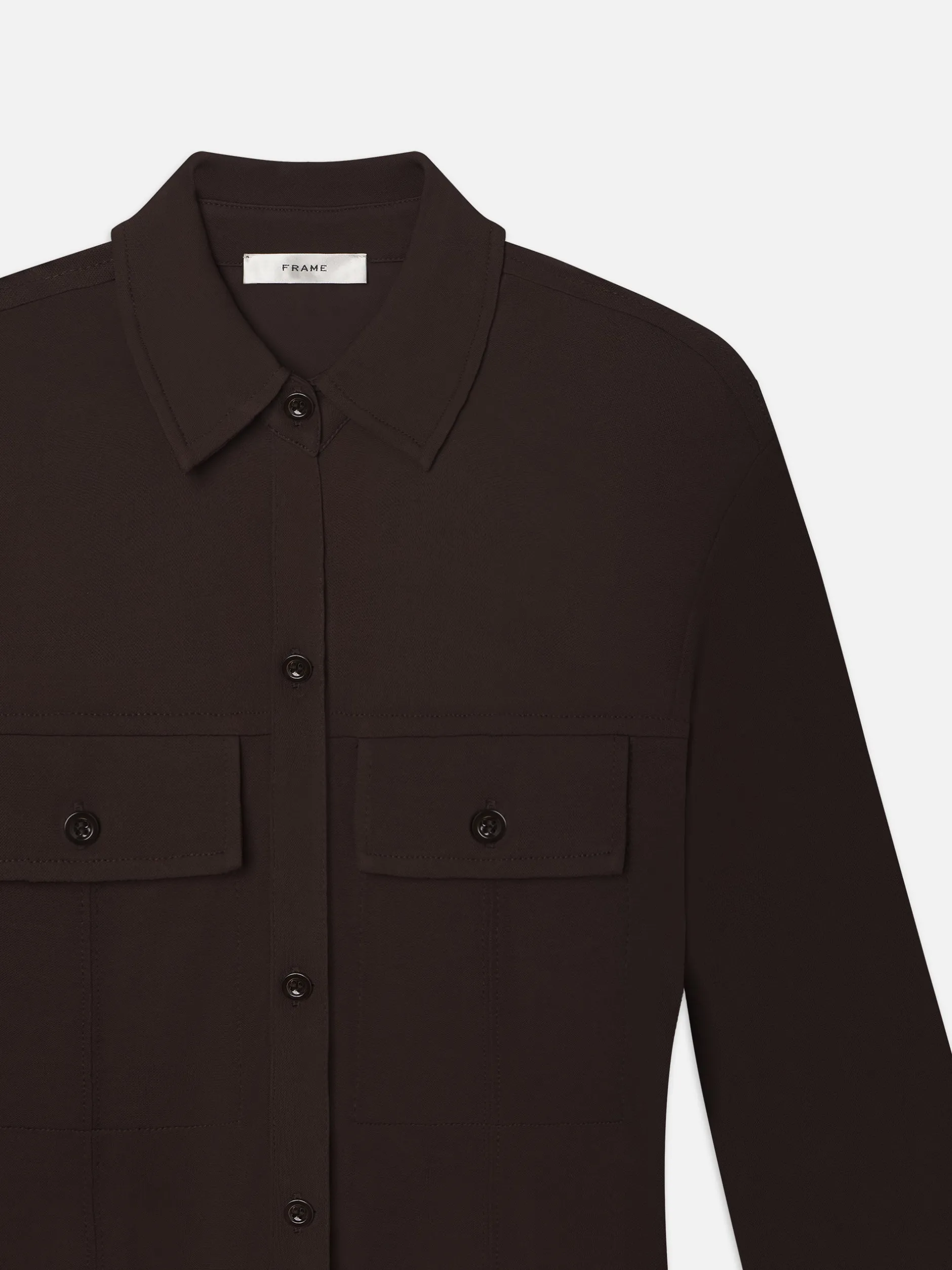 FRAME Jersey Button Up Shirt in Chocolate Brown<Women Tops & Blouses