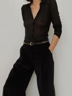 FRAME Jewelry Detail Belt in Black Croc<Women Belts|All Accessories & Shoes