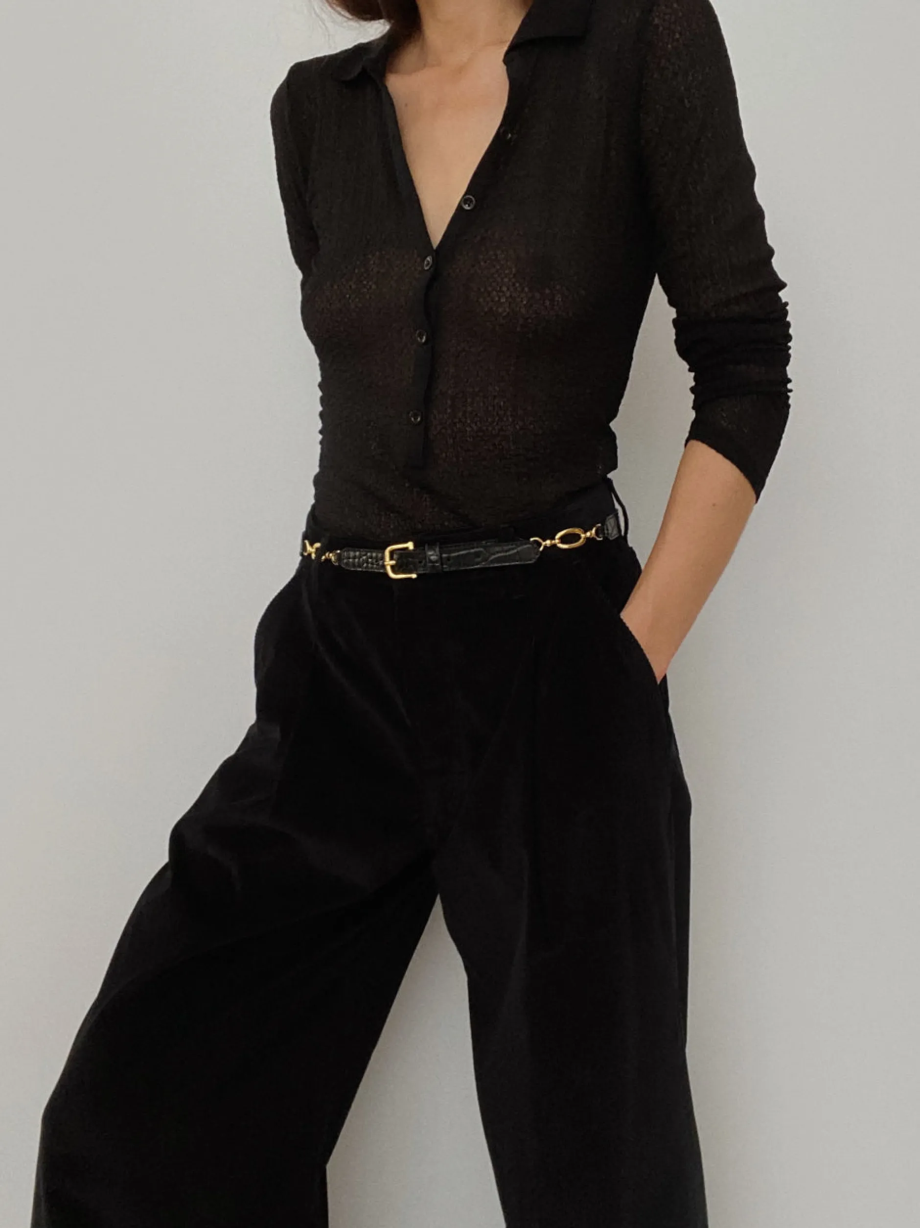 FRAME Jewelry Detail Belt in Black Croc<Women Belts|All Accessories & Shoes