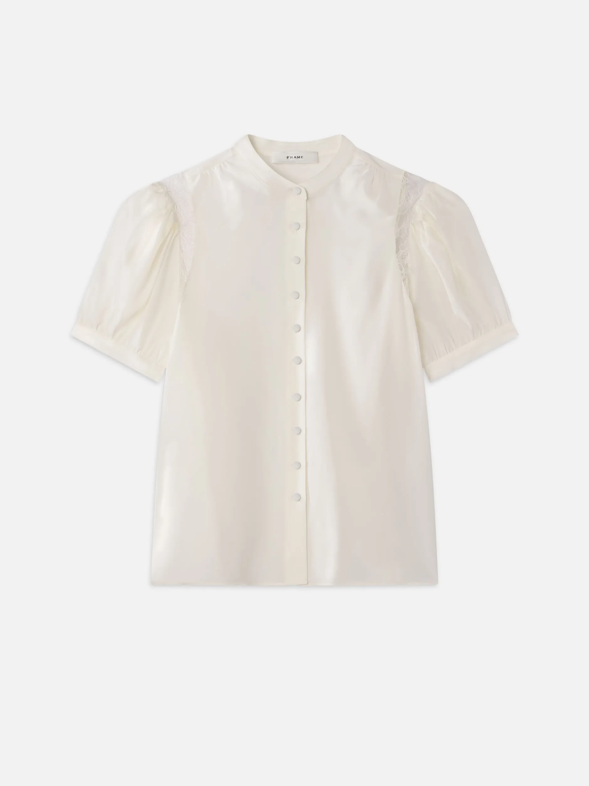 FRAME Lace Shoulder Inset Blouse in<Women Tops & Blouses