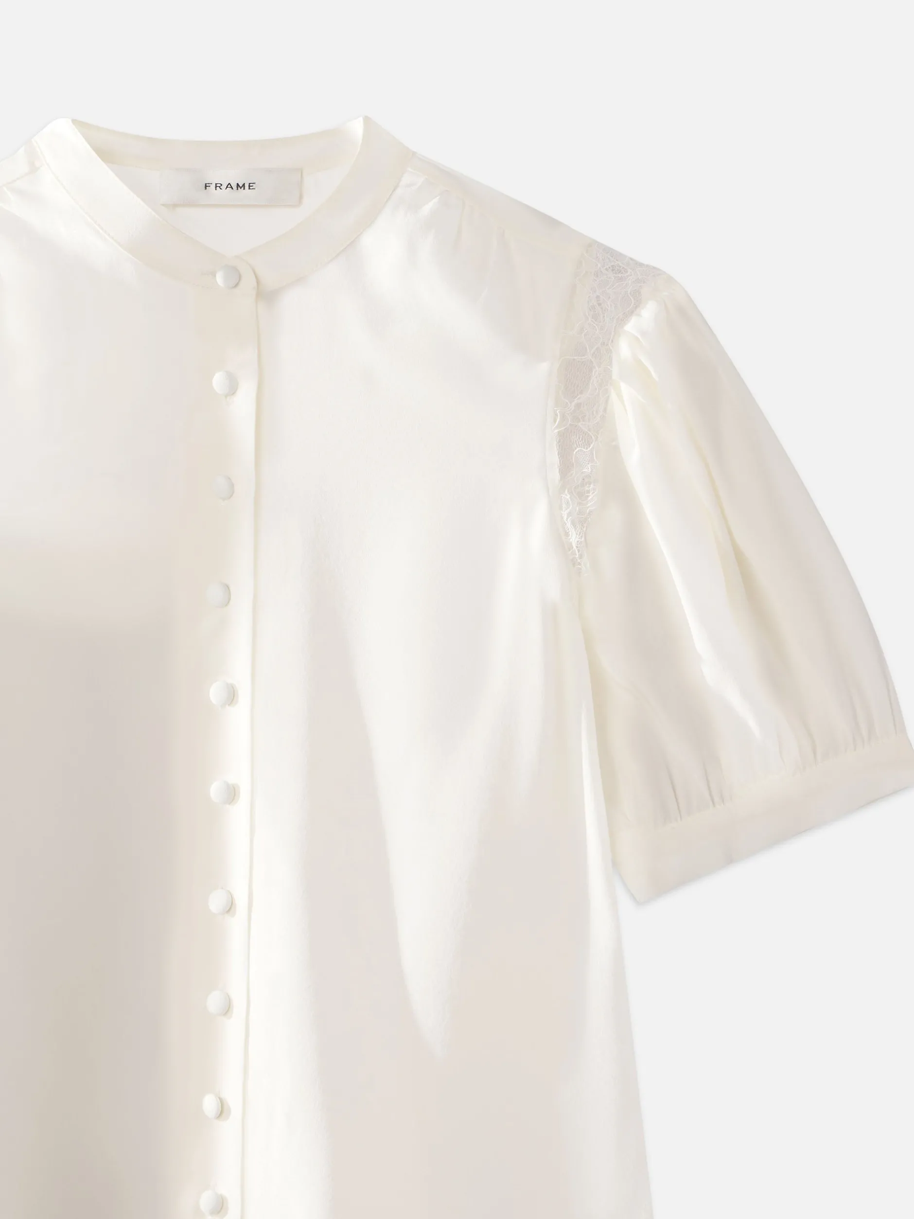 FRAME Lace Shoulder Inset Blouse in<Women Tops & Blouses