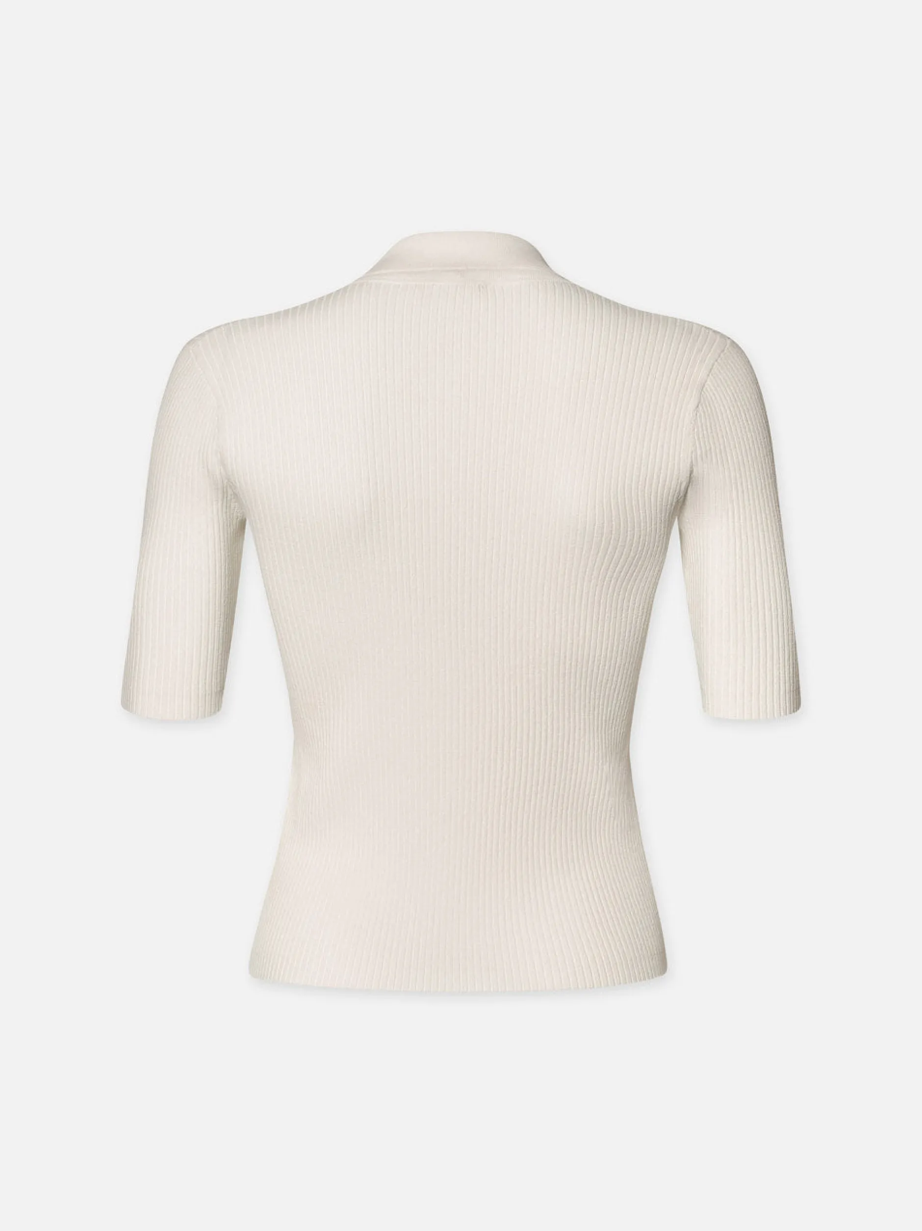 FRAME Lace Up Sweater Polo in Off White<Women Tops & Blouses