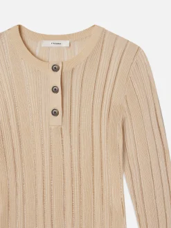 FRAME Laddered Rib Henley in<Women Tops & Blouses