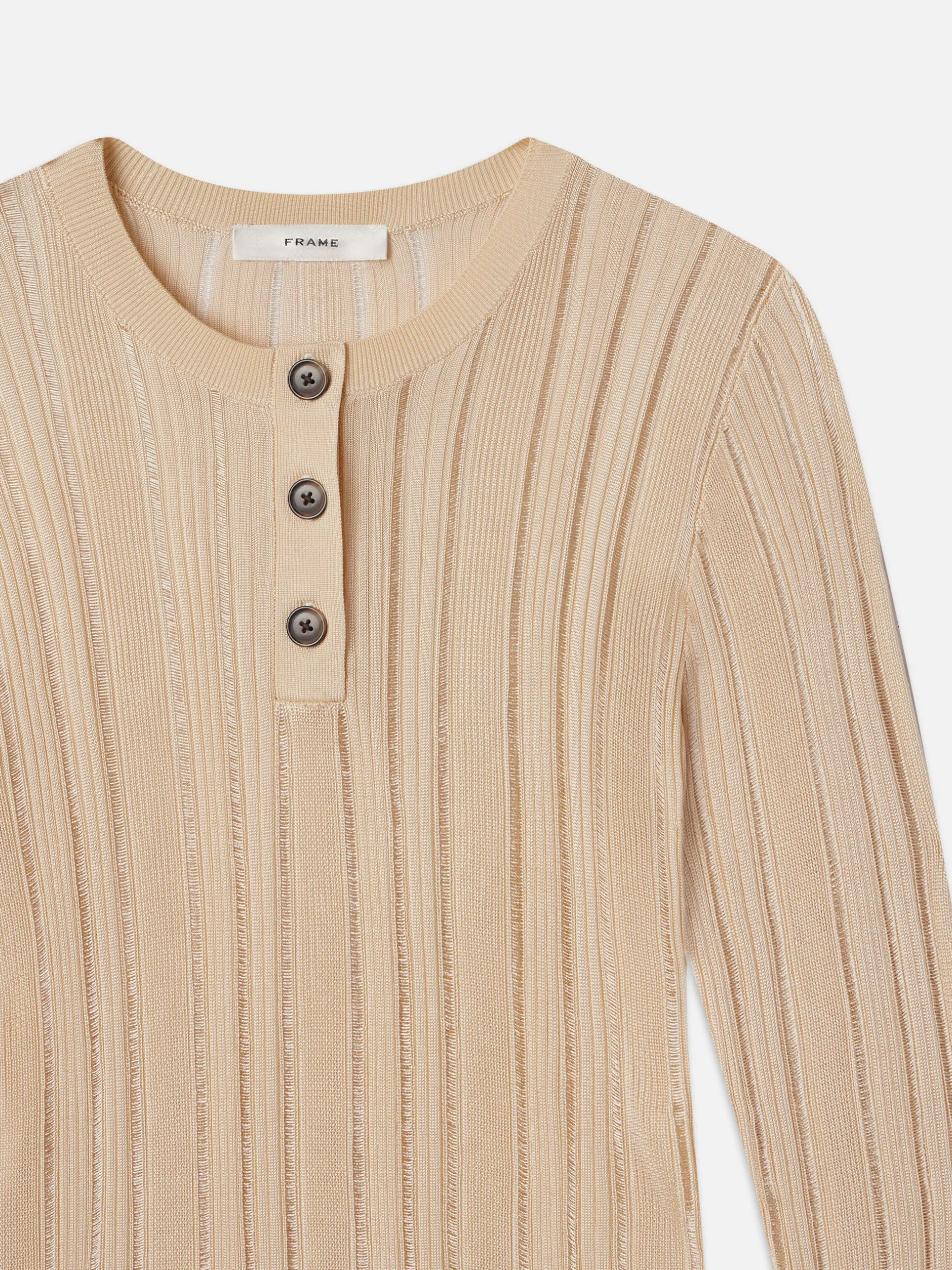 FRAME Laddered Rib Henley in<Women Tops & Blouses