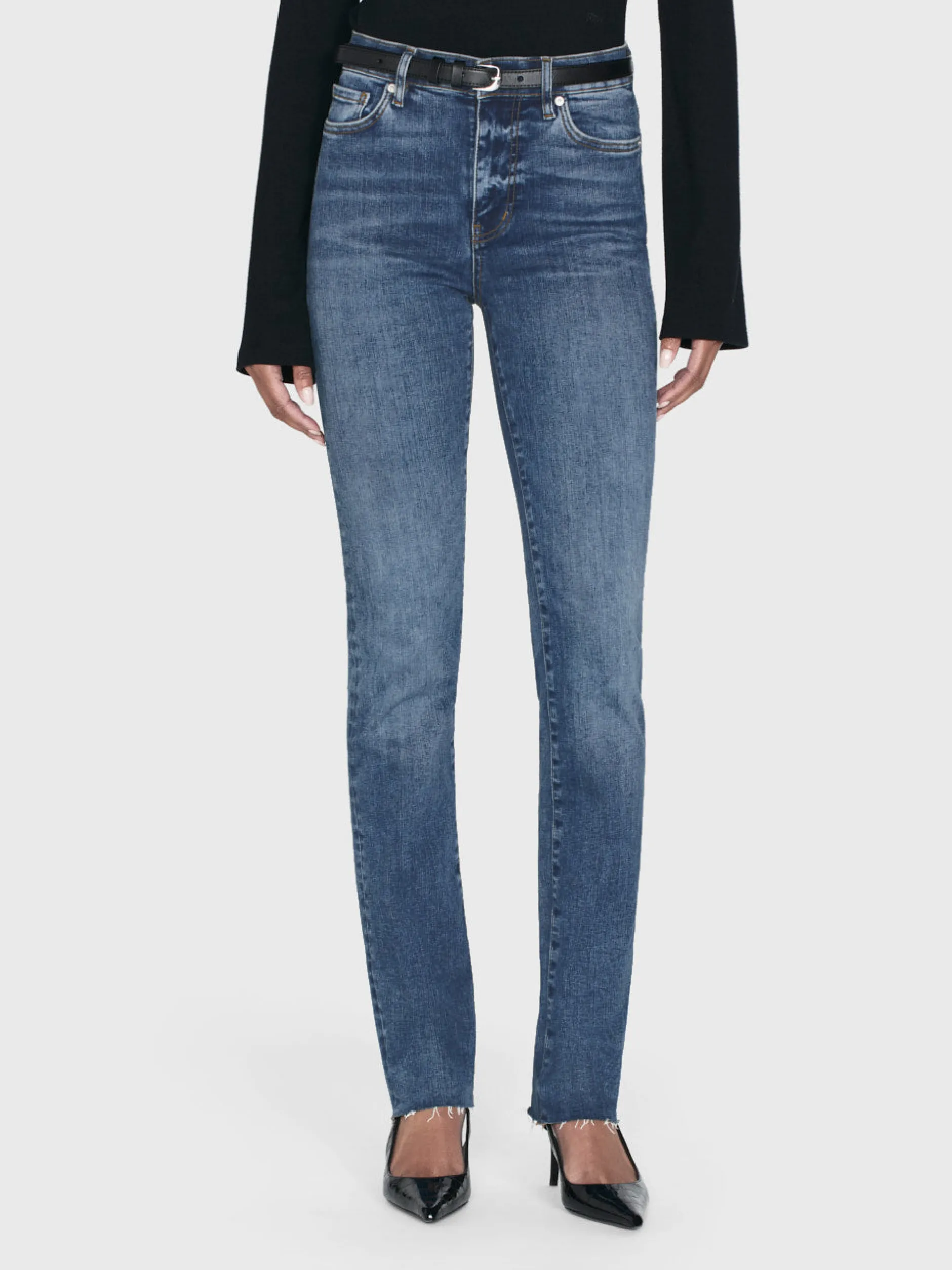 FRAME Le High Straight Long Raw Fray in<Women Straight