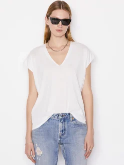 FRAME Le Mid Rise V Neck Tee in<Women Tanks & Tees