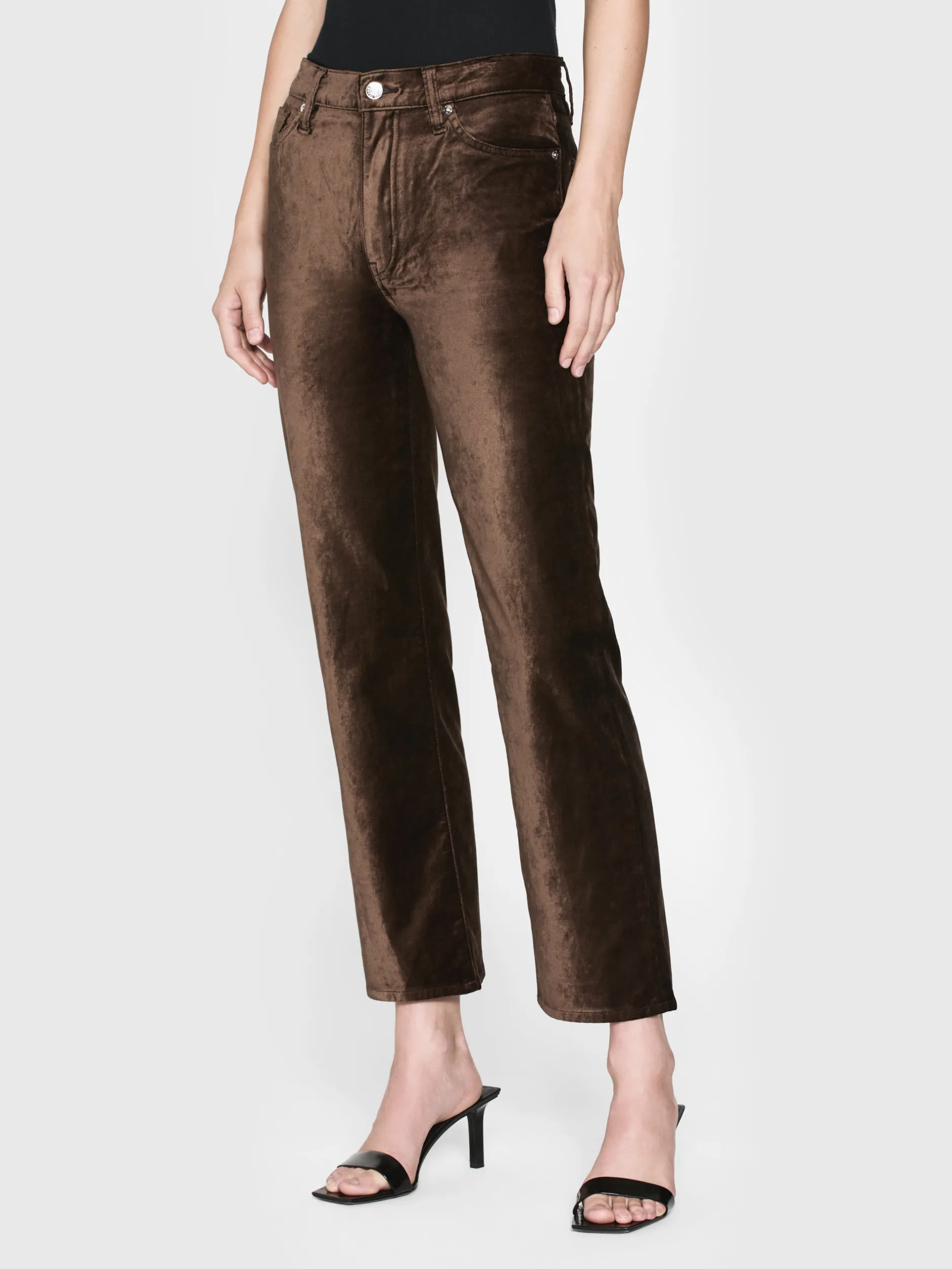 FRAME Le Sleek Straight Velveteen in Peppercorn Velvet<Women Straight|Pants