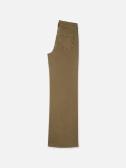 FRAME Le Slim Palazzo Bardot Pocket in Khaki Green<Women Wide Leg