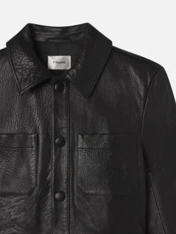 FRAME Leather Button Front Jacket in<Women Leather & Suede|Jackets & Coats