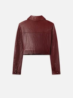 FRAME Leather Button Front Jacket in Syrah Red<Women Leather & Suede|Jackets & Coats